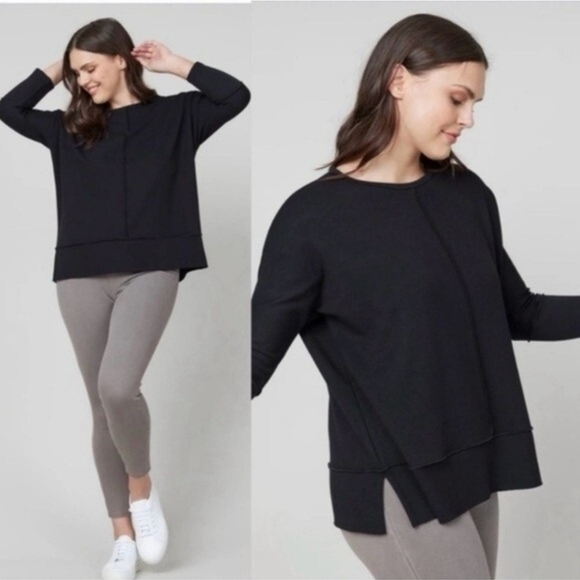 Spanx Perfect Length Dolman Sleeve Top Womens Size 2X Black Sweater Sweatshirt - Picture 1 of 6